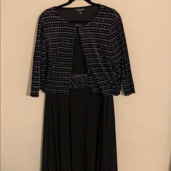 Black & Silver Formal Dress with Matching Jacket - Picture 1 of 4